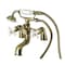 Kingston Brass Deck Mount Clawfoot Tub Faucet with Hand Shower, Antique Brass KS227PXAB - alternate 1